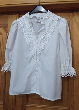 Сорочка, біла, котон, з прошвою, вінтаж