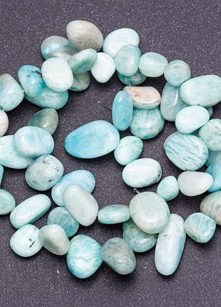 Намистины из натурального камня амазонит галтовка "баб" класс "б" d-6-12мм(+-) нить l-41см