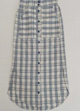 Спідниця, в клітку, котон, льон, олівець, довга, від m & s