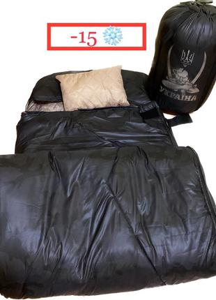 Спальный зимний мешок + подушка до - 15*1 фото
