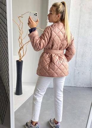 Куртка s(42), m(44), l(46) стеганная плащевка с поясом черный,молоко,мокко осень-весна7 фото