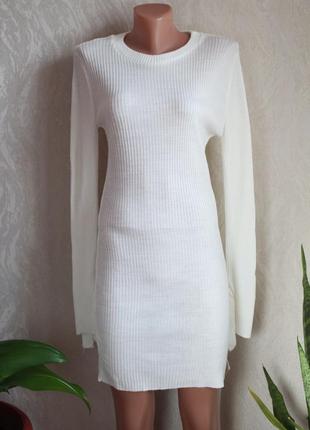 Белое короткое платье в рубчик 36 с размер boohoo