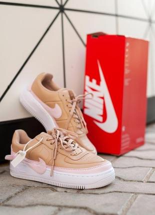 Жіночі кросівки nike air force 1 jester beige, найк світлі весна-літо-осінь, бежеві, кросівки найк форс жіночі