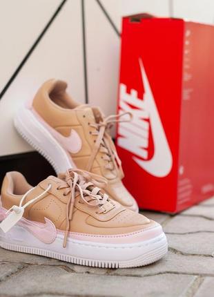 Женские кроссовки nike air force 1 jester beige, найк светлые весна-лето-осень, бежевые, кросівки найк форс жіночі5 фото