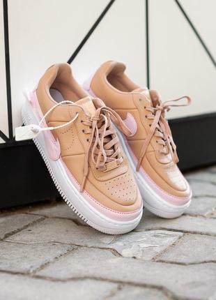 Женские кроссовки nike air force 1 jester beige, найк светлые весна-лето-осень, бежевые, кросівки найк форс жіночі6 фото