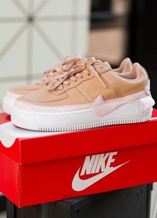 Женские кроссовки nike air force 1 jester beige, найк светлые весна-лето-осень, бежевые, кросівки найк форс жіночі7 фото