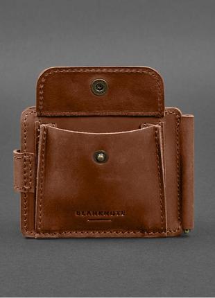 Шкіряне портмоне із затискачем для купюр, на кнопці світло-коричневе crazy horse 13.15 фото