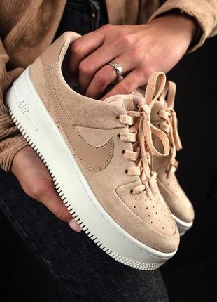 💖nike air force sage low beige 🌺жіночі кросівки найк форс бежеві туфлі, кросівки найк форс жіночі на товстій підошві