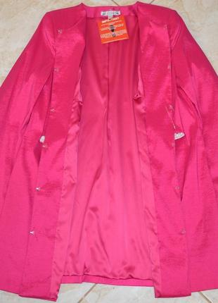 Яркий розовый удлиненный пиджак блейзер тренч joanna hope вьетнам бисер этикетка6 фото