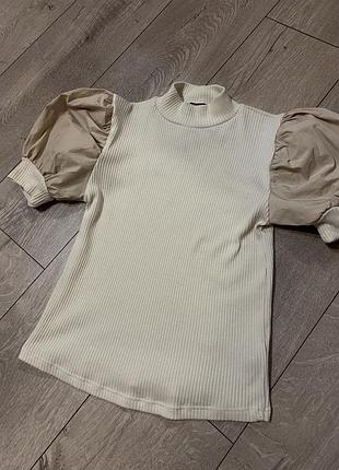 Бежевая блуза зара, закрытая блуза zara
