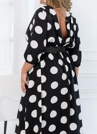 Платье женское,  на запах, большие размеры, батал, черно - белое, в крупный горошек4 фото