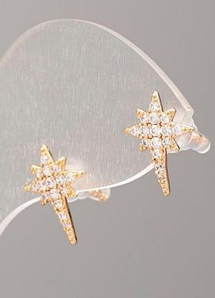 Серьги xuping позолота 18к с белыми стразами d-14х10мм+-