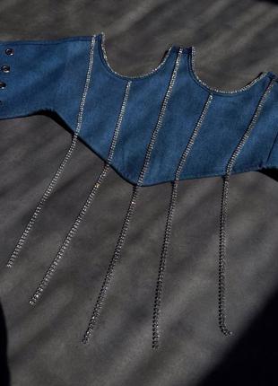 Приталенная рубашка + корсет декорирован камушками 
ручная работа8 фото