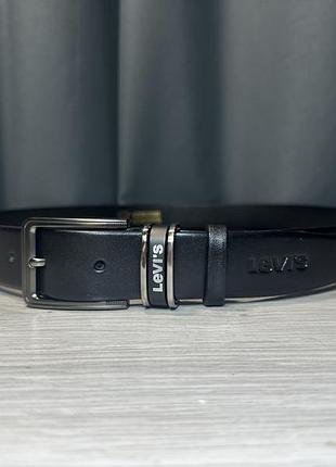 Ремень черный кожаный мужской в стиле levi's ремень левис  натуральная кожа