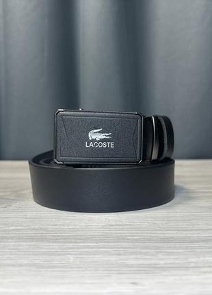 Ремень черный кожаный мужской в стиле lacoste ремень автомат лакоста натуральная кожа2 фото