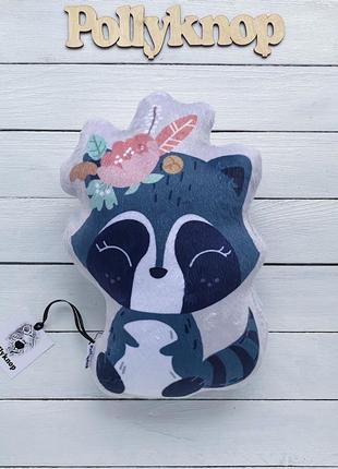 Подушка іграшка,плюшевий двосторонній єнот