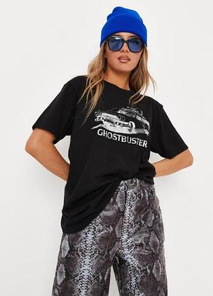 Черная хлопковая oversize футболка с принтом от missguided