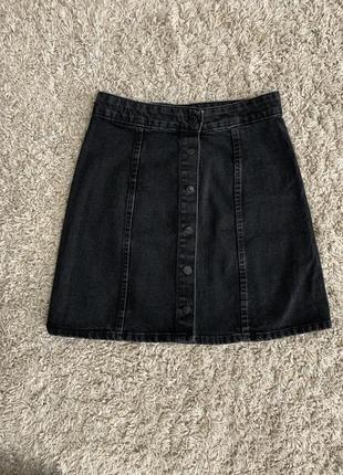 Чорна джинсова спідниця міні