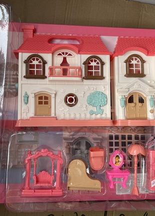 Домик с куклами трехэтажный, мебель, аксессуары, кукольный домик лол
