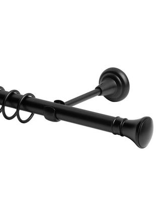 Карниз готовий укомплектований люксор одинарний (комплект), штанга 200 см d19 мм чорний