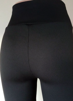 Леггинсы лосины в рубчик утепленные на флисе leggings rib 8101ко