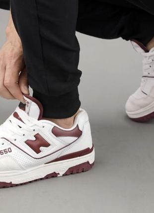 Кросівки жіночі,чоловічі new balance 550 white burgundy(нью беланс білі с червоним)(37-40)6 фото