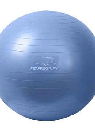 М'яч для фітнесу (фітбол) powerplay 4001 ø65 cm gymball синій + помпа4 фото