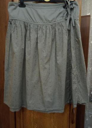 Качественная хлопковая юбка с вышивкой с запахом размер 12
