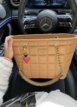 Женская сумка шоппер майкл корс бежевая michael kors beige shopper