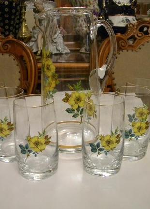 Набор кувшин стаканы 6 шт хрусталь богемия чехословакия №800(а)2 фото