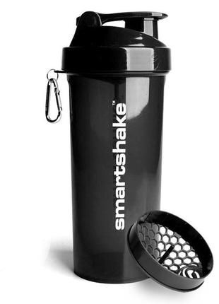 Пляшка шейкер спортивна універсальна для спортзалу smartshake lite 1000ml glossy-black ve-33