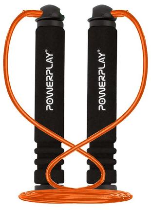 Скакалка тренувальна спортивна powerplay 4205 classic plus jump rope помаранчева (2,7m.) ve-33