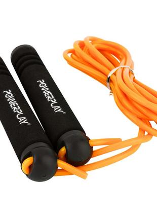 Скакалка тренировочная спортивная powerplay 4205 classic plus jump rope оранжевая (2,7m.) ve-334 фото