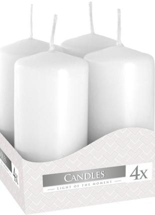 Набор свечей цилиндрических парафиновых ароматических 4 шт. цилиндр белый (sw40/80-090) ve-33
