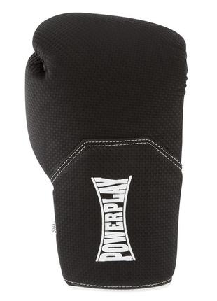 Боксерские перчатки спортивные тренировочные для бокса powerplay 3011 черно-белые карбон 10 унций ve-332 фото