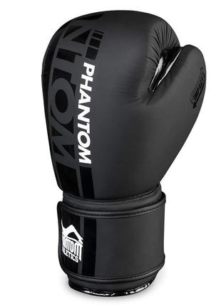 Боксерские перчатки спортивные тренировочные для бокса phantom black 10 унций (капа в подарок) ve-332 фото