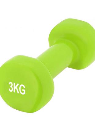 Гантель для фитнеса тренировочная виниловая powerplay 4125 achilles 3 кг. зеленая (1шт.) ve-335 фото