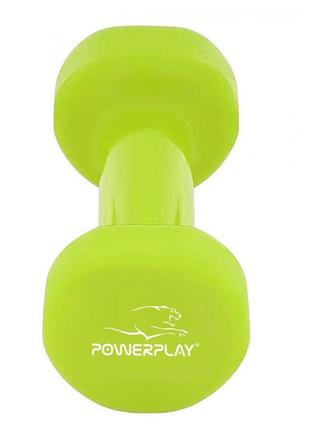 Гантель для фитнеса тренировочная виниловая powerplay 4125 achilles 3 кг. зеленая (1шт.) ve-332 фото