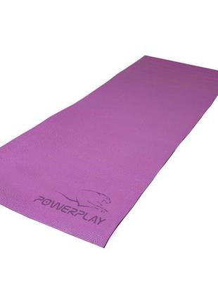 Килимок тренувальний для йоги та фітнесу powerplay 4010 pvc yoga mat лавандовий (173x61x0.6) ve-335 фото