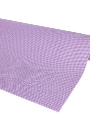 Килимок тренувальний для йоги та фітнесу powerplay 4010 pvc yoga mat лавандовий (173x61x0.6) ve-332 фото