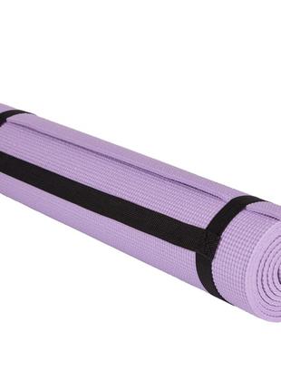 Килимок тренувальний для йоги та фітнесу powerplay 4010 pvc yoga mat лавандовий (173x61x0.6) ve-333 фото