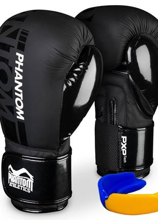 Боксерские перчатки спортивные тренировочные для бокса phantom speed black 14 унций (капа в подарок) ve-33