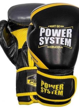 Боксерские перчатки спортивные тренировочные для бокса power system ps 5005 black/yellow 16 унций ku-22