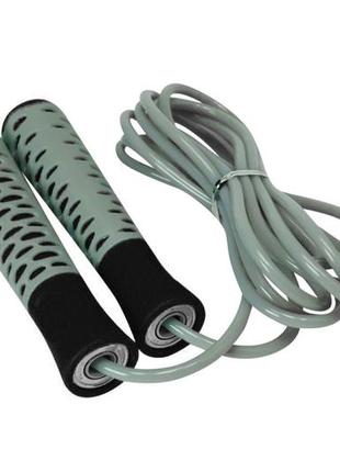 Скакалка тренировочная спортивная для фитнеса powerplay 4206 jump rope pro+ серо-черная (2,75m.) ku-222 фото