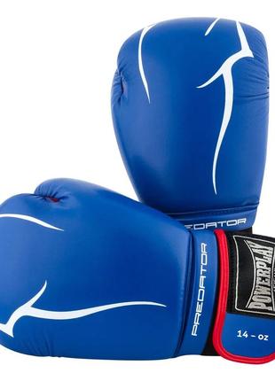 Боксерские перчатки спортивные тренировочные для бокса powerplay 3018 jaguar синие 14 унций ku-22