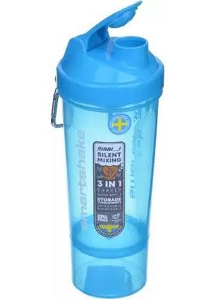Пляшка шейкер спортивна універсальна для спортзалу smartshake slim 500ml neon blue (original) ku-227 фото