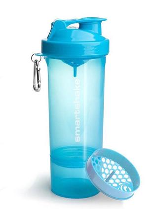 Пляшка шейкер спортивна універсальна для спортзалу smartshake slim 500ml neon blue (original) ku-2210 фото