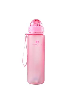 Пляшка спортивна для води пластикова casno 400 мл mx-5028 more love рожева з соломинкою ve-331 фото