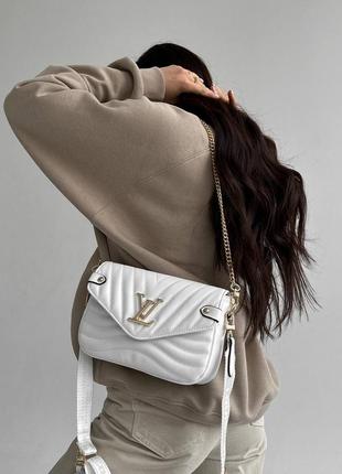 Жіноча шкіряна сумка lv mini white gold6 фото