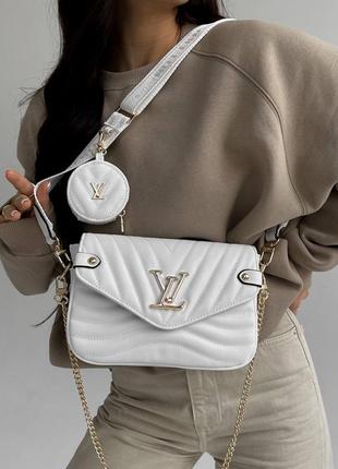 Жіноча шкіряна сумка lv mini white gold2 фото